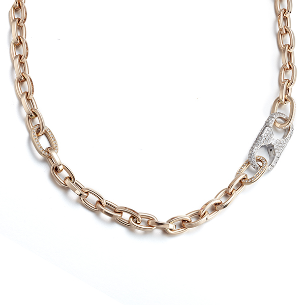 18K Pavé Diamond Link Lariat Oval Link Necklace